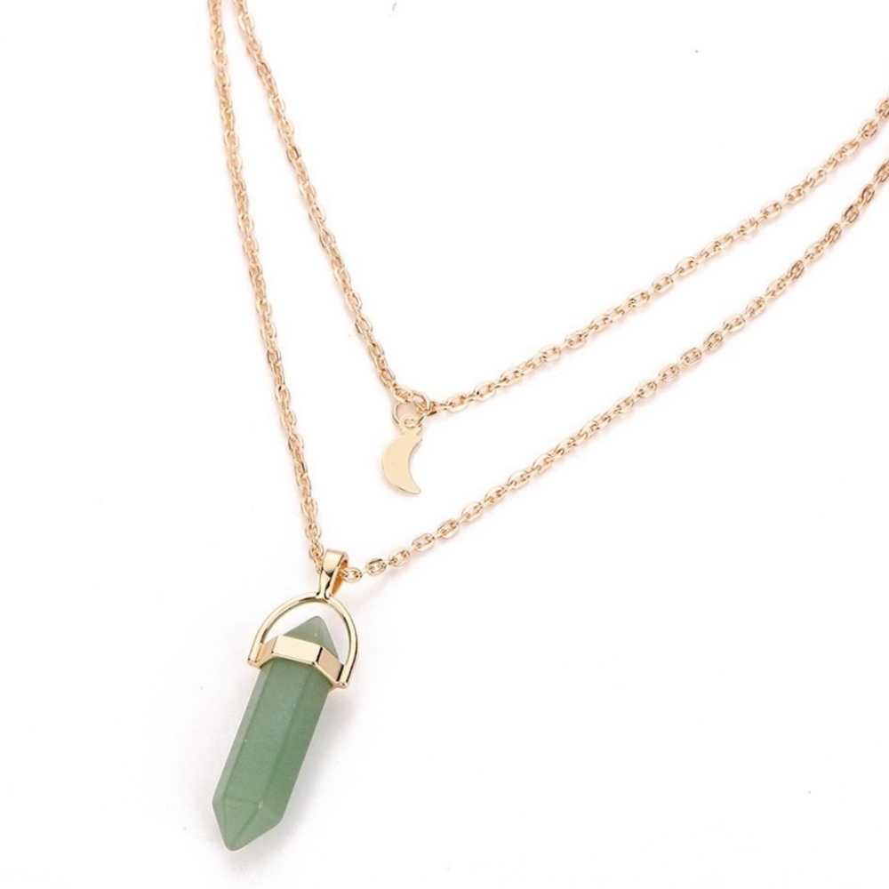 Moon and Crystal Pendant Necklace